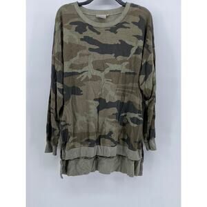DANTELLE Womens Open Slit Long Sleeve Camo Top Sz 1x